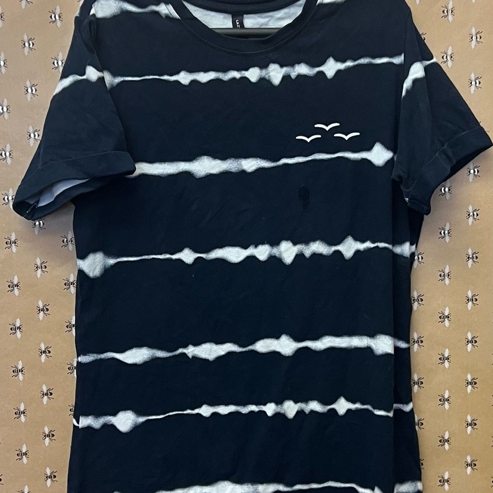 White and Blue Short Sleeve Dress